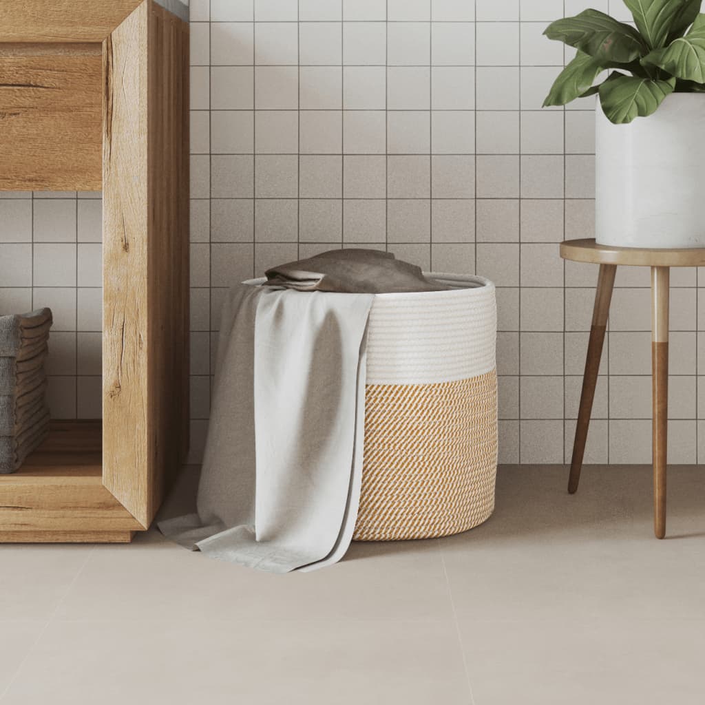 VIDAXL -Speicherkorb Ø 40x35 cm Baumwollbraun und Weiß