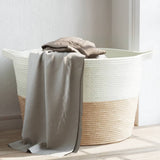 Vidaxl Waschkorb Ø 60x36 cm Baumwoll Beige und weiß - afbeelding 1