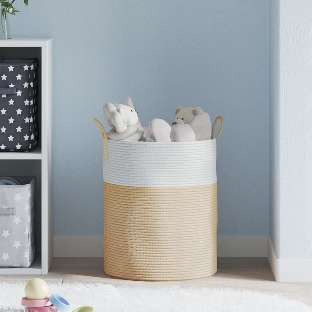VIDAXL -Speicherkorb Ø 38x46 cm Baumwoll Beige und weiß