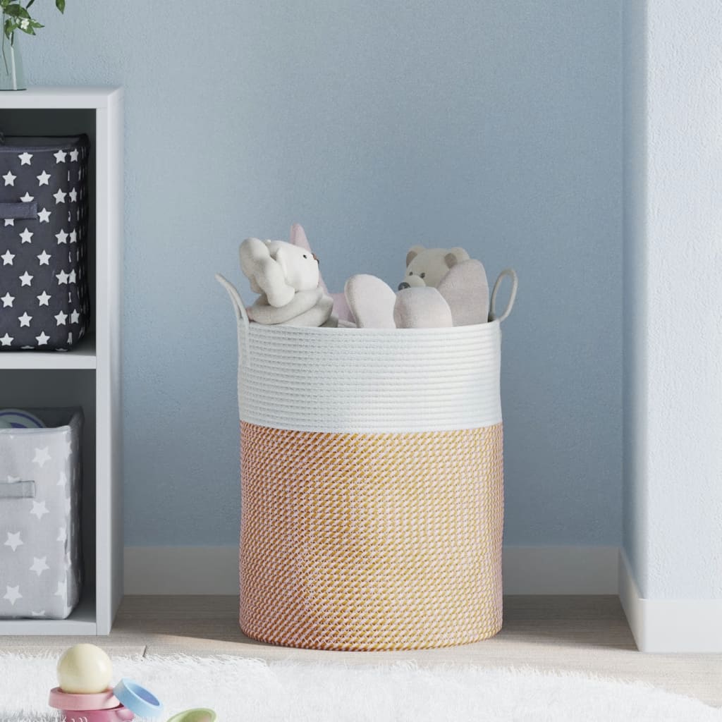 Vidaxl -Speicherkorb Ø 38 x 46 cm Baumwollbraun und Weiß