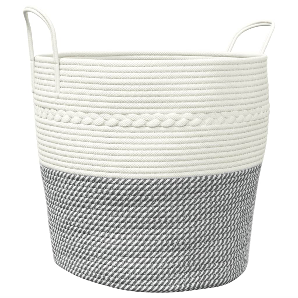 VIDAXL -Speicherkorb Ø 43 x 38 cm Baumwollgrau und Weiß