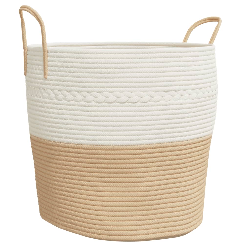 VIDAXL -Speicherkorb Ø 43 x 38 cm Baumwolle Beige und weiß