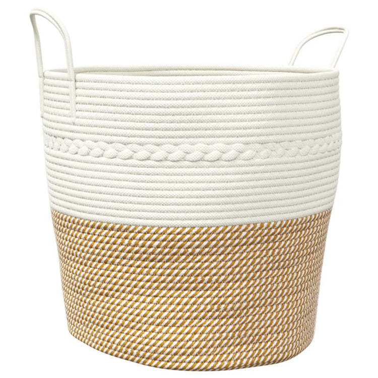 Vidaxl -Speicherkorb Ø 43 x 38 cm Baumwollbraun und Weiß