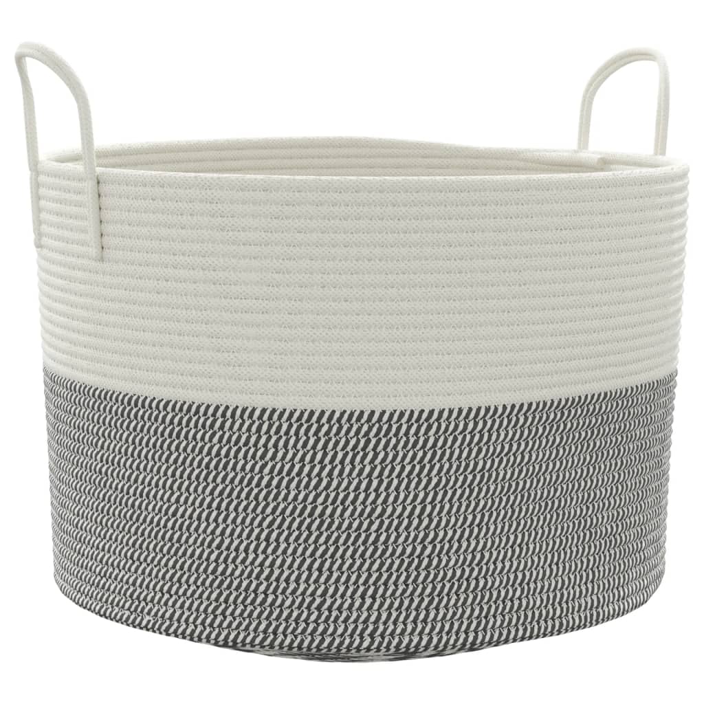 Vidaxl -Speicherkorb Ø 51 x 33 cm Baumwollgrau und Weiß