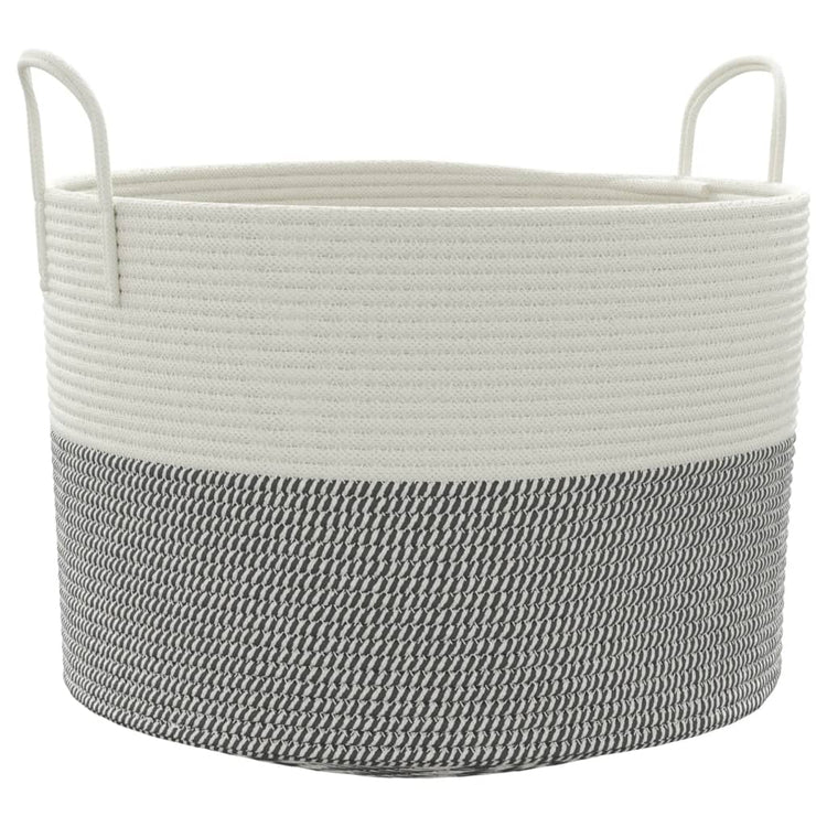 Vidaxl -Speicherkorb Ø 51 x 33 cm Baumwollgrau und Weiß