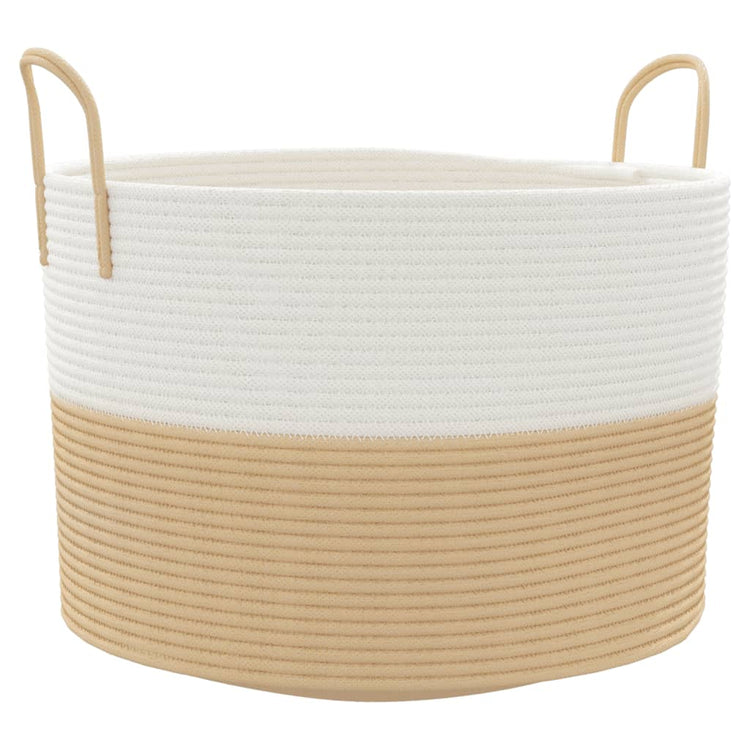 VIDAXL -Speicherkorb Ø 51 x 33 cm Baumwoll Beige und weiß