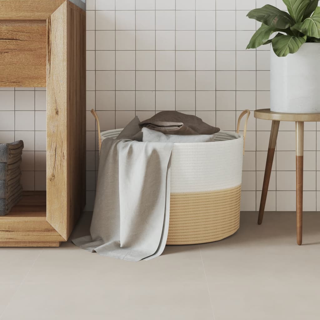 VIDAXL -Speicherkorb Ø 51 x 33 cm Baumwoll Beige und weiß