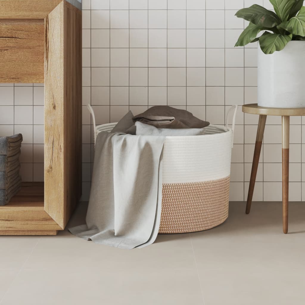 VIDAXL -Speicherkorb Ø 51 x 33 cm Baumwollbraun und Weiß
