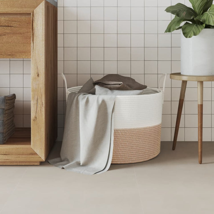 VIDAXL -Speicherkorb Ø 51 x 33 cm Baumwollbraun und Weiß
