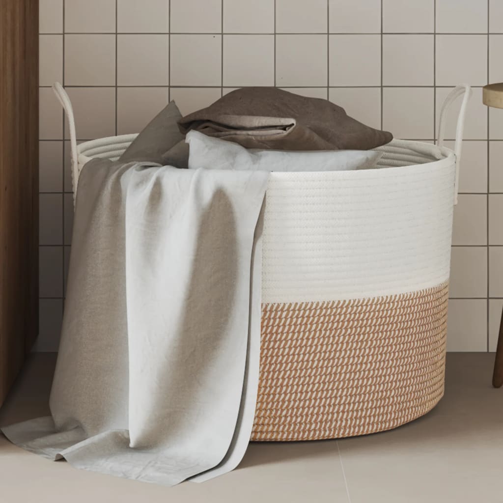 VIDAXL -Speicherkorb Ø 51 x 33 cm Baumwollbraun und Weiß