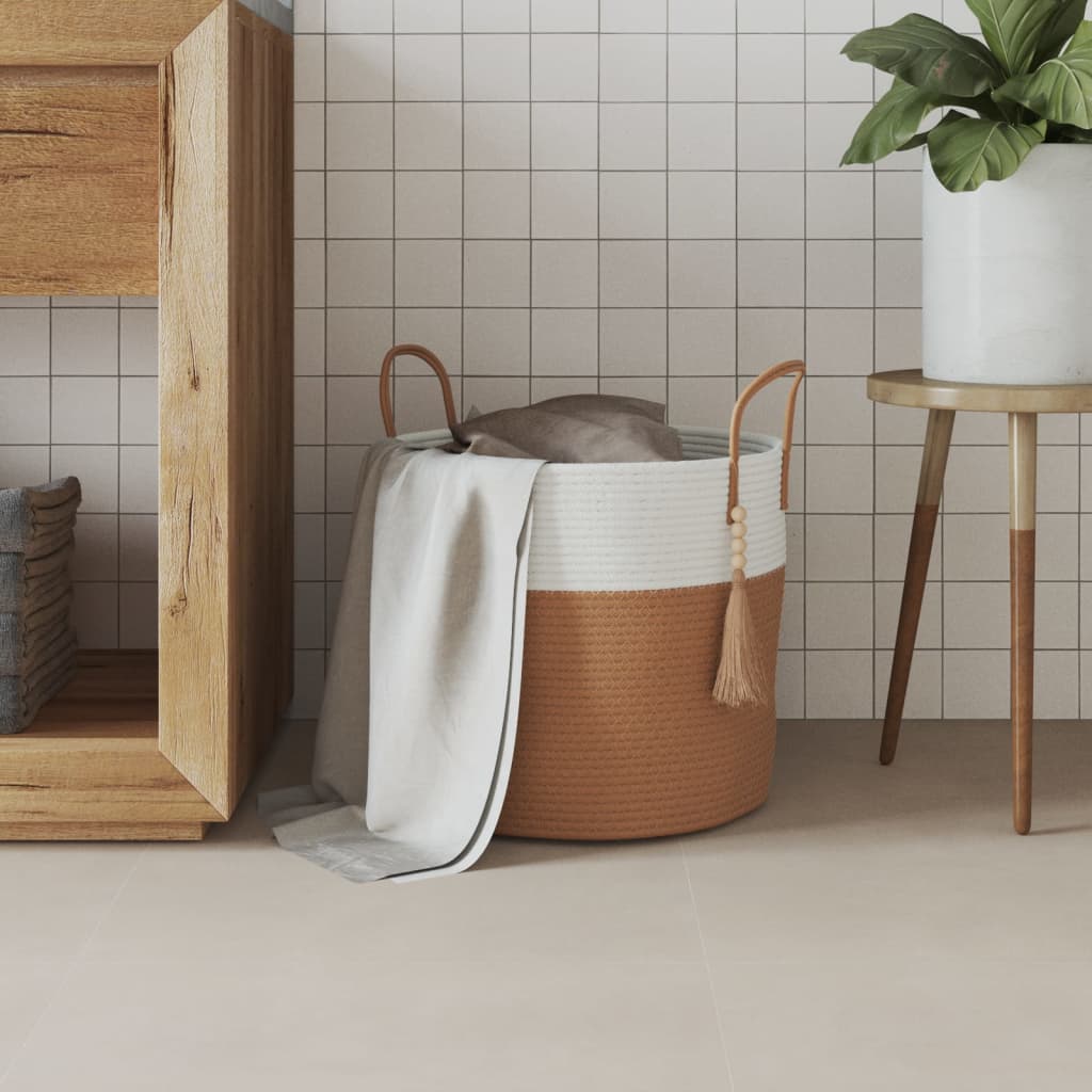 VIDAXL -Speicherkorb Ø 40x35 cm Baumwollbraun und Weiß