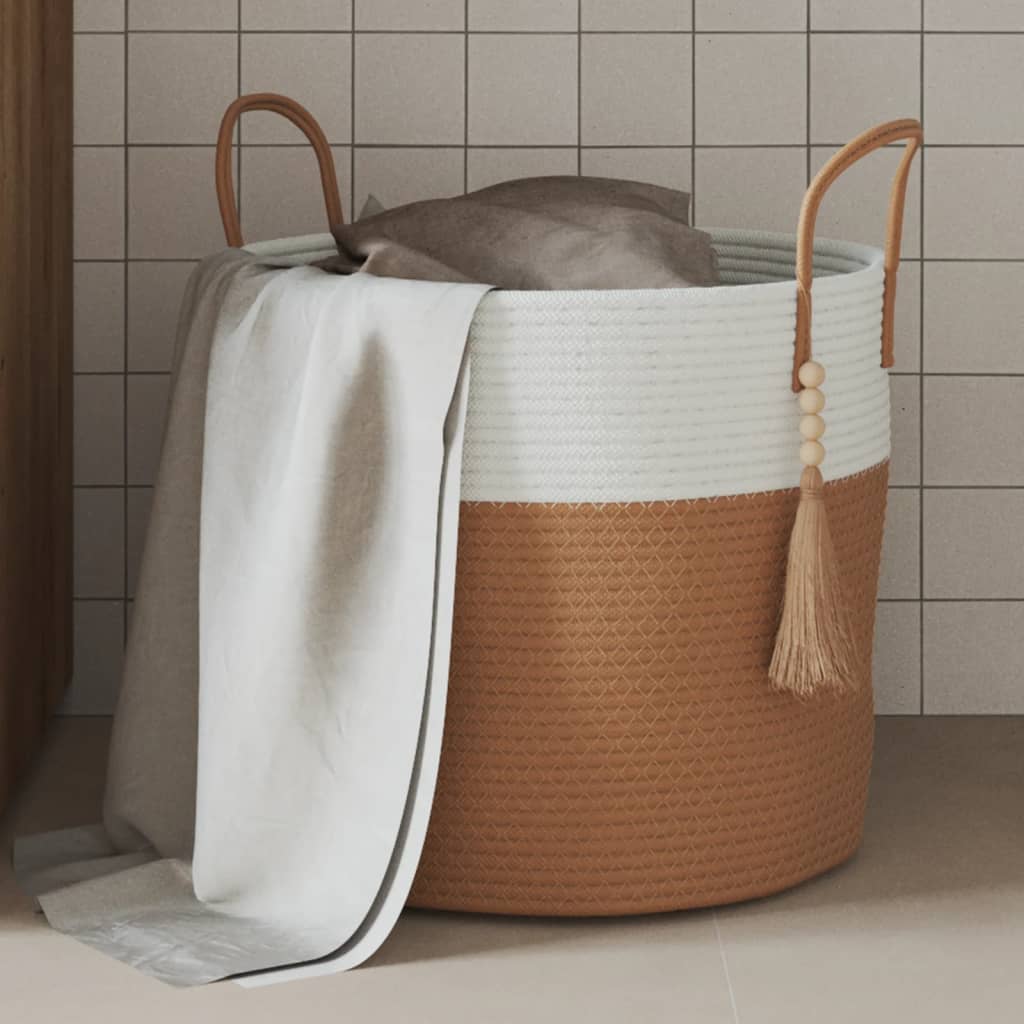 VIDAXL -Speicherkorb Ø 40x35 cm Baumwollbraun und Weiß