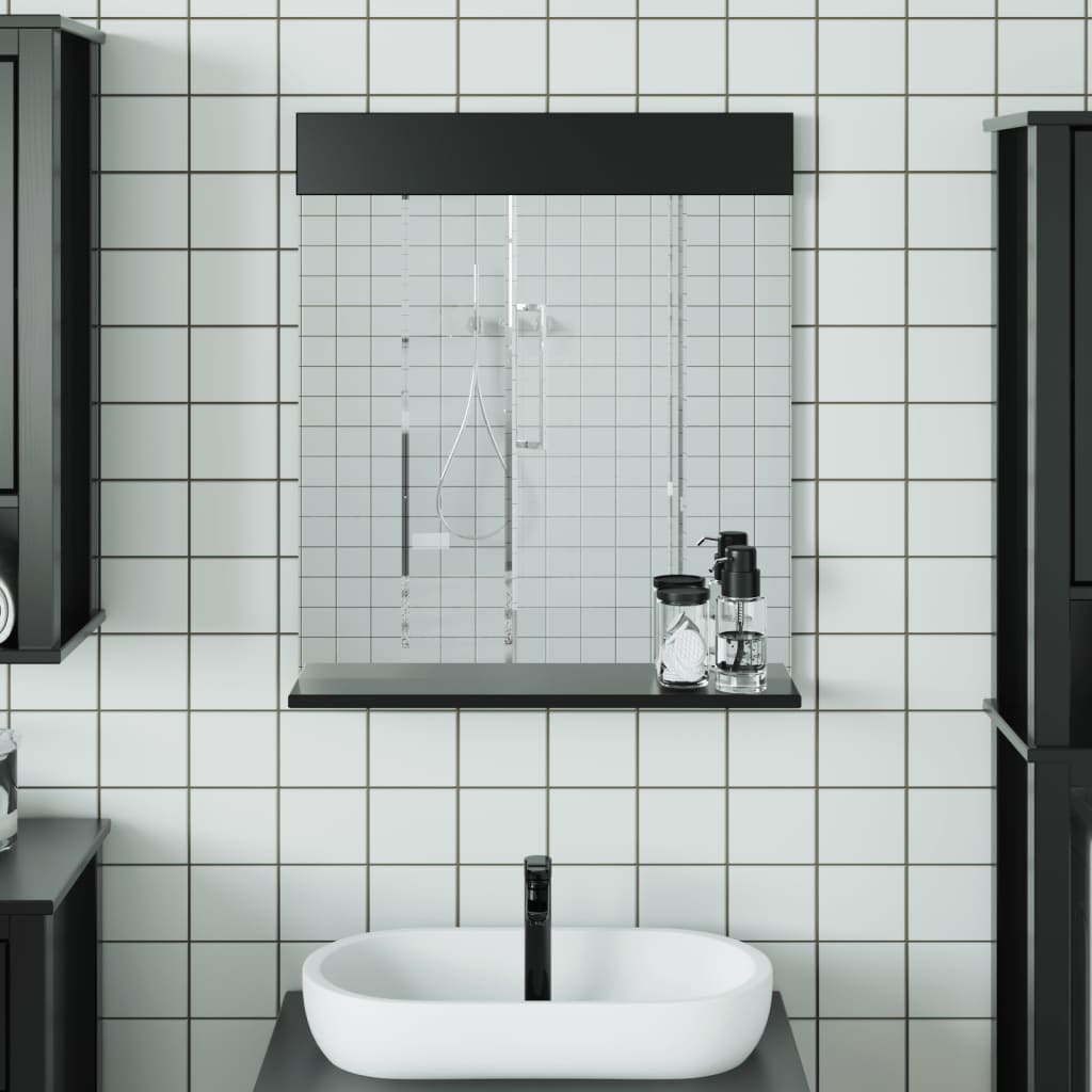 Vidaxx Badezimmerspiegel mit Ablage Berg 60x12x70 cm Massivholz schwarz