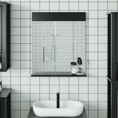 Vidaxx Badezimmerspiegel mit Ablage Berg 60x12x70 cm Massivholz schwarz
