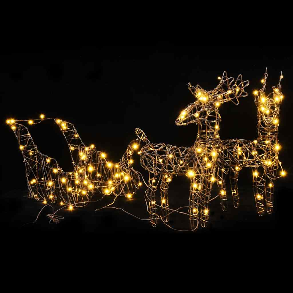 Vidaxl Weihnachtsdekorationen Rentier und Ärmel 160 LEDs Rattan warmes Weiß