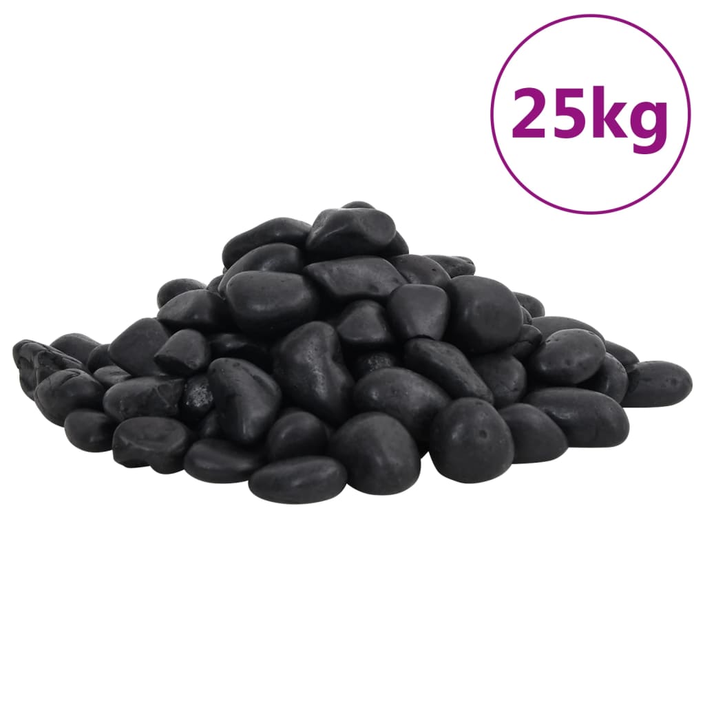 Vidaxl Kieselsteine poliert 2-5 cm 25 kg schwarz