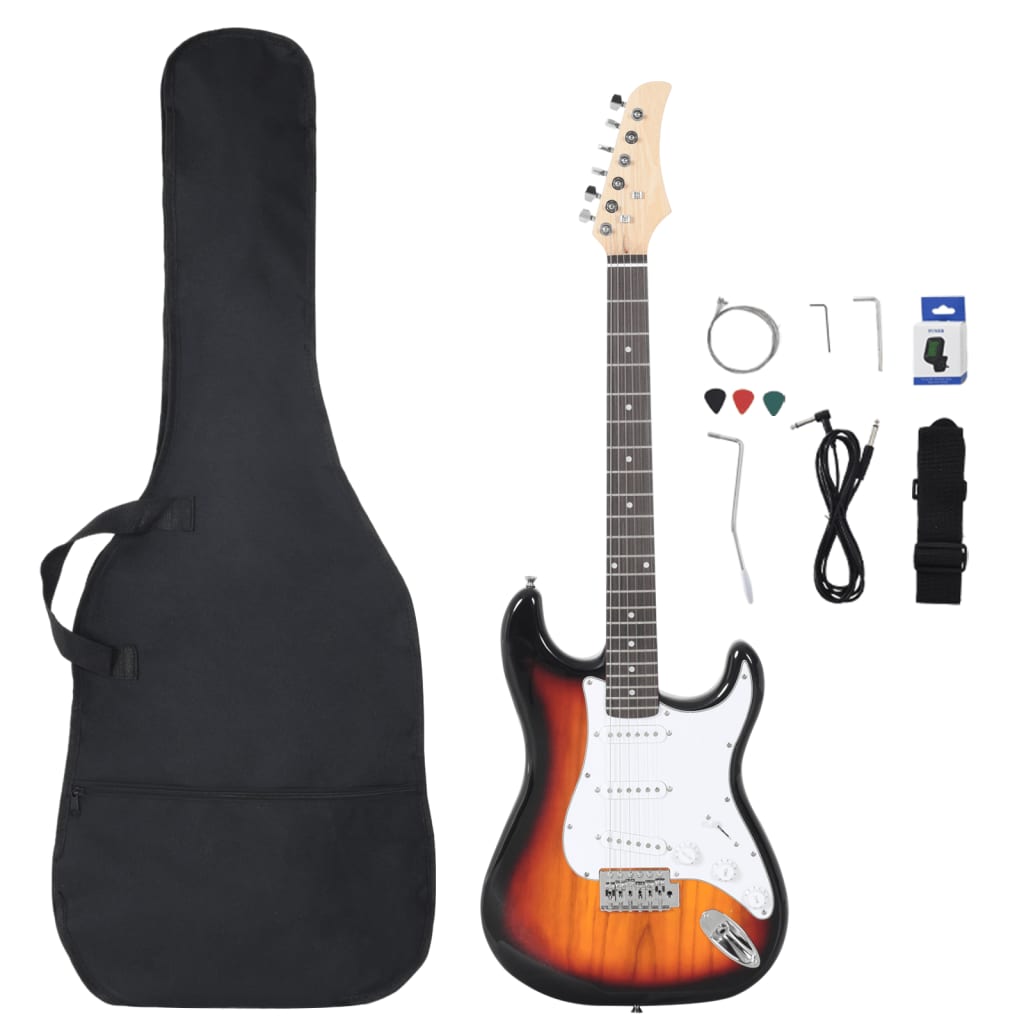 Vidaxl -Gitarre für Anfänger Elektrisch mit Tasche 4 4 ​​39 braun und weiß
