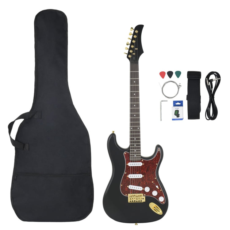 Vidaxl -Gitarre für Anfänger Elektrisch mit Tasche 4 4 ​​39 Schwarz und Gold