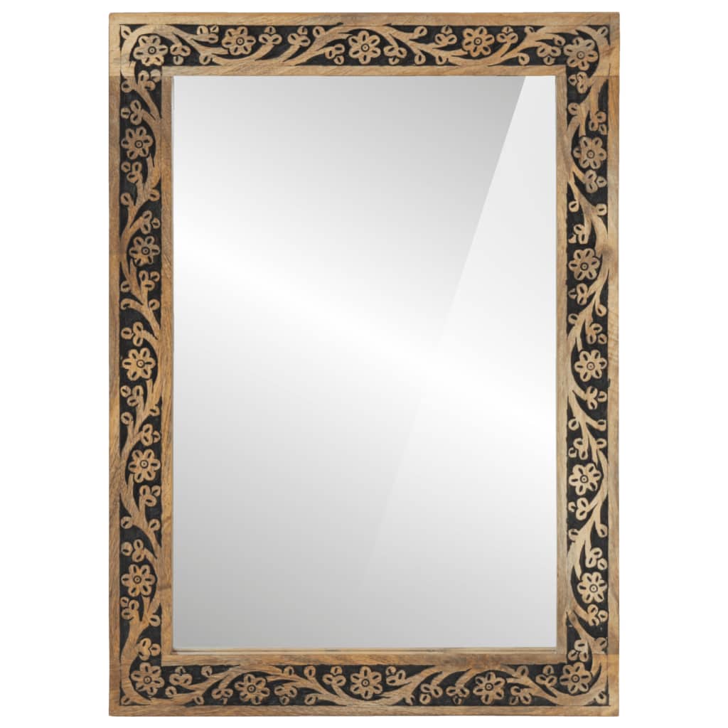 Vidaxl Badezimmerspiegel 50x70x2,5 cm Festes Mangoholz und Glas