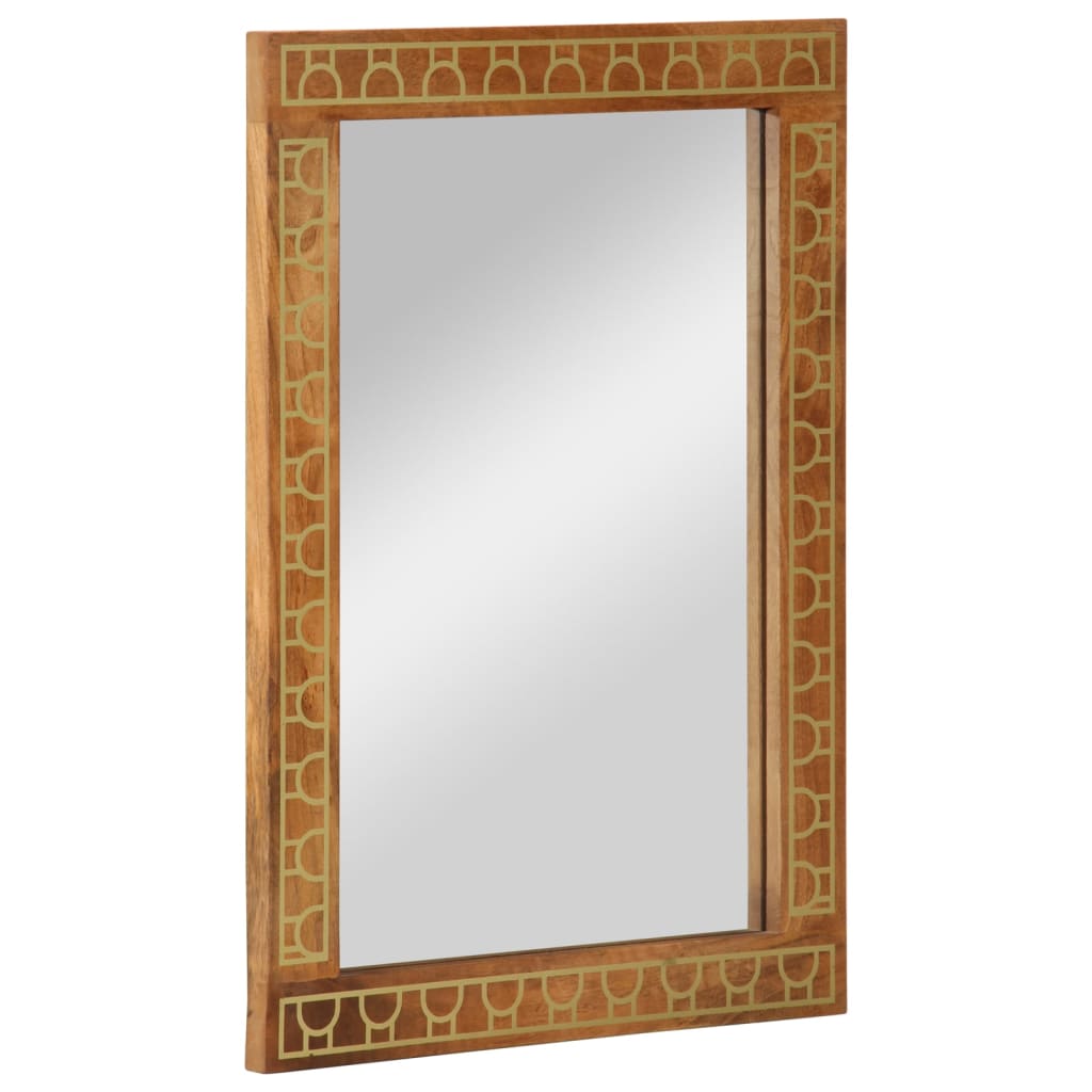 Vidaxx Badezimmerspiegel 50x70x2,5 cm aus massivem Mangoholz und Glas