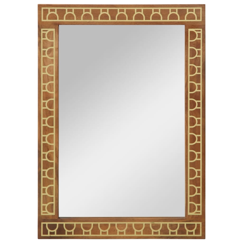 Vidaxx Badezimmerspiegel 50x70x2,5 cm aus massivem Mangoholz und Glas