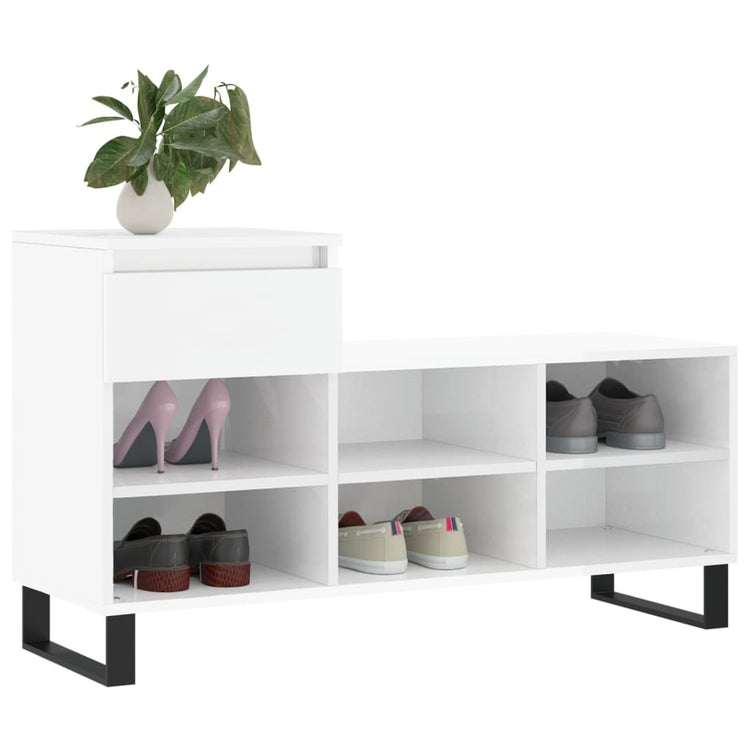 Vidaxl Schuhschrank 102x36x60 cm verarbeitetes Holz Hochglanz weiß