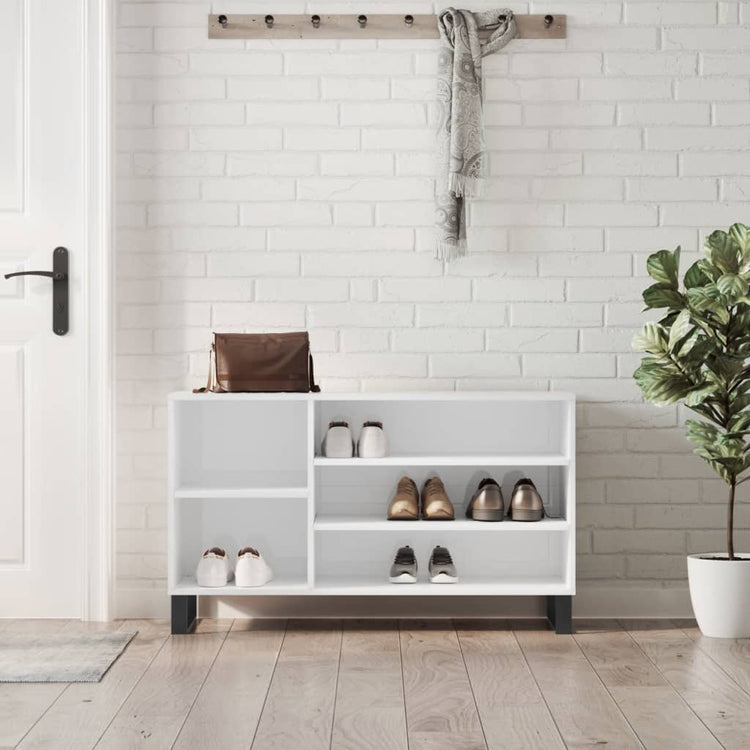 Vidaxl Schuhschrank 102x36x60 cm verarbeitetes Holz Hochglanz weiß