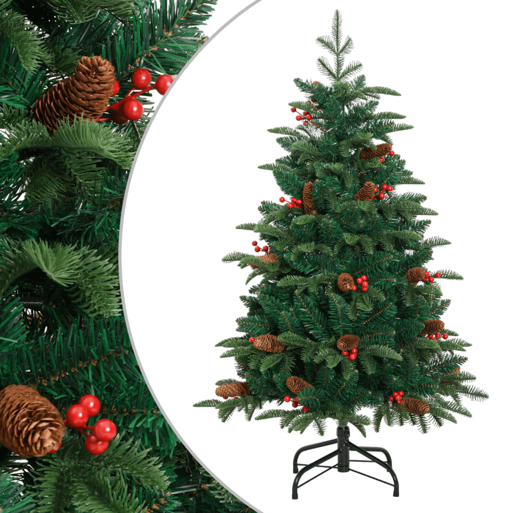 Vidaxl Kunstkerstboom mit Scharnieren Kiefern und Beeren 120 cm