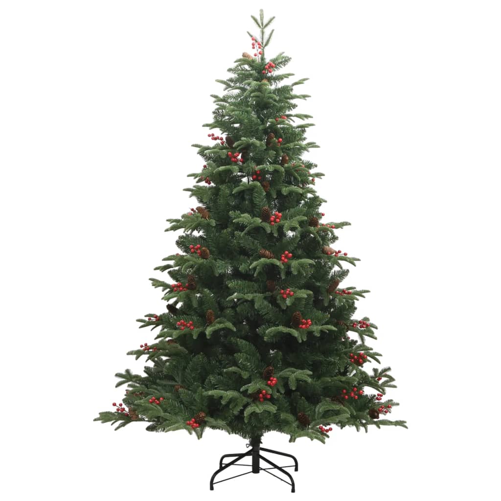 Vidaxl Kunstkerstboom mit Scharnieren Kiefernkegel und Beeren 180 cm