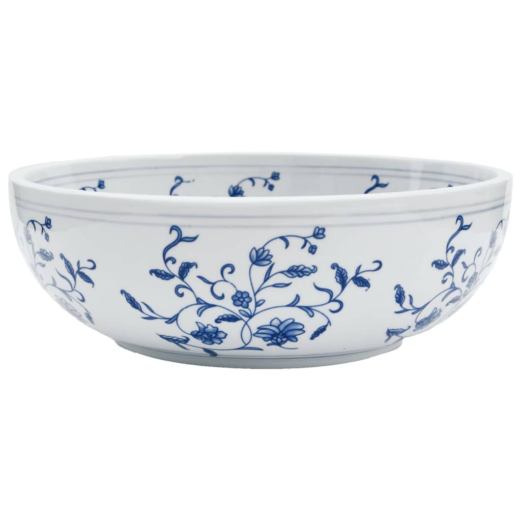Vidaxx Aufsatzwaschbecken rund φ41x14 cm aus Keramik weiß und blau