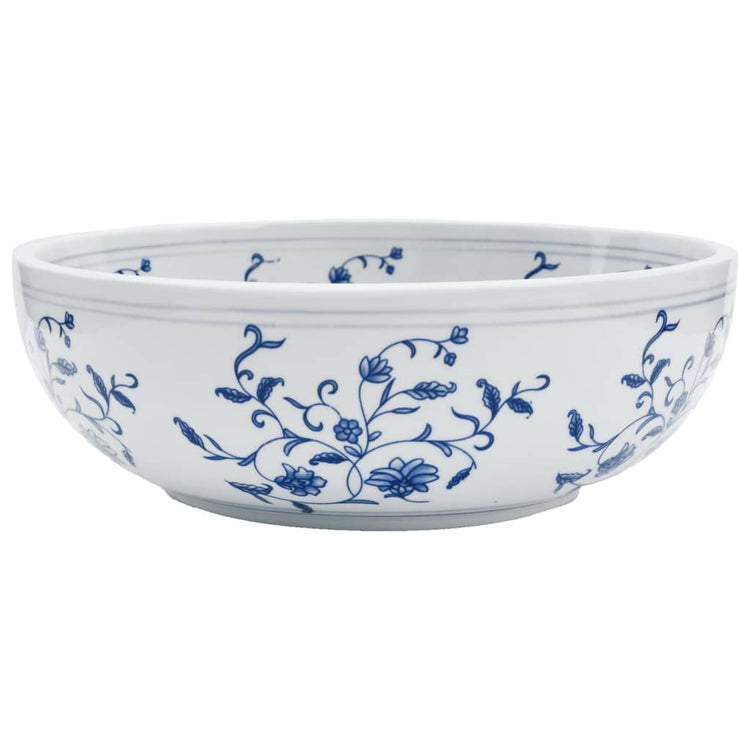 Vidaxx Aufsatzwaschbecken rund φ41x14 cm aus Keramik weiß und blau