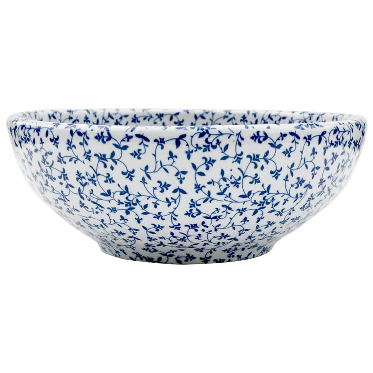 Vidaxx Aufsatzwaschbecken rund φ41x14 cm aus Keramik weiß und blau