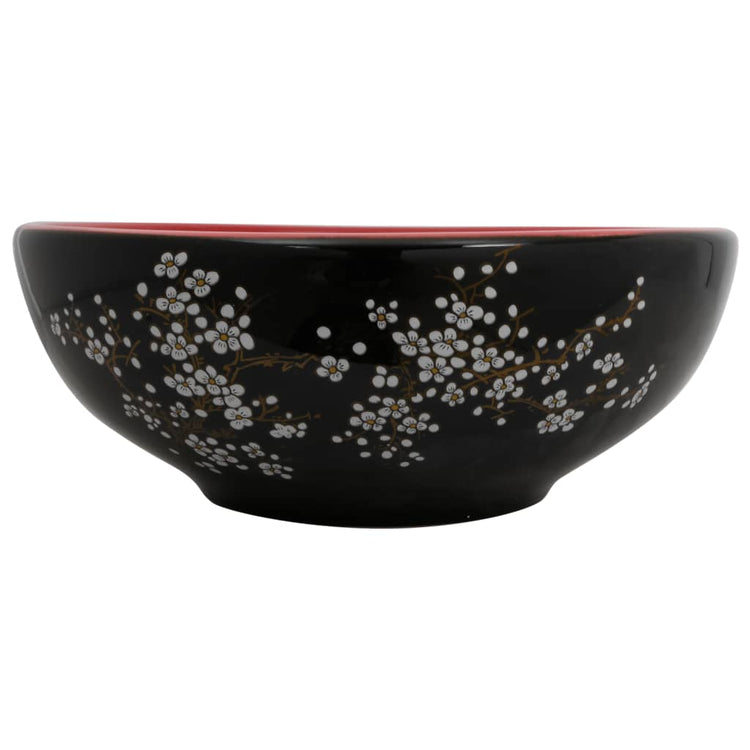 Vidaxx Aufputzspüle rund φ41x14 cm Keramik schwarz und rot