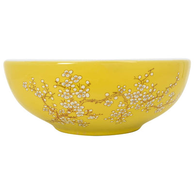 VIDAXL STRACTION WASKER RUND φ41x14 cm Keramik weiß und gelb