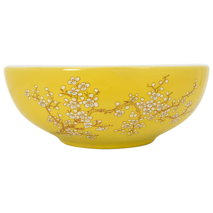 VIDAXL STRACTION WASKER RUND φ41x14 cm Keramik weiß und gelb