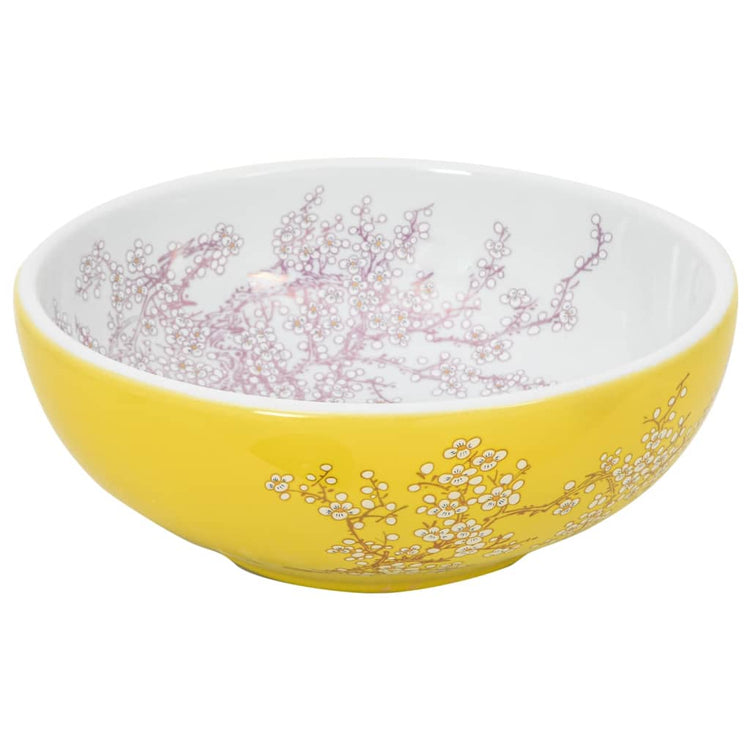 VIDAXL STRACTION WASKER RUND φ41x14 cm Keramik weiß und gelb