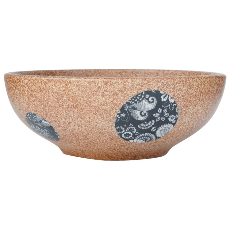 Vidaxl -Straktion Waschmaschine rund φ41x14 cm Keramikbraun und blau