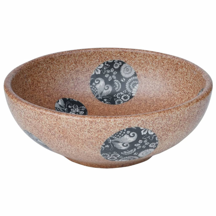 Vidaxl -Straktion Waschmaschine rund φ41x14 cm Keramikbraun und blau