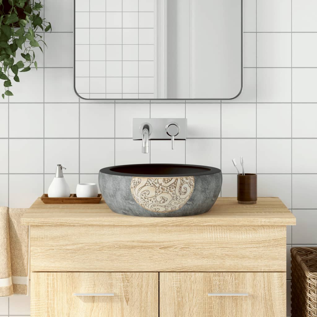 VIDAXL STRACTION WASKER RUND φ41x14 cm Keramik schwarz und braun