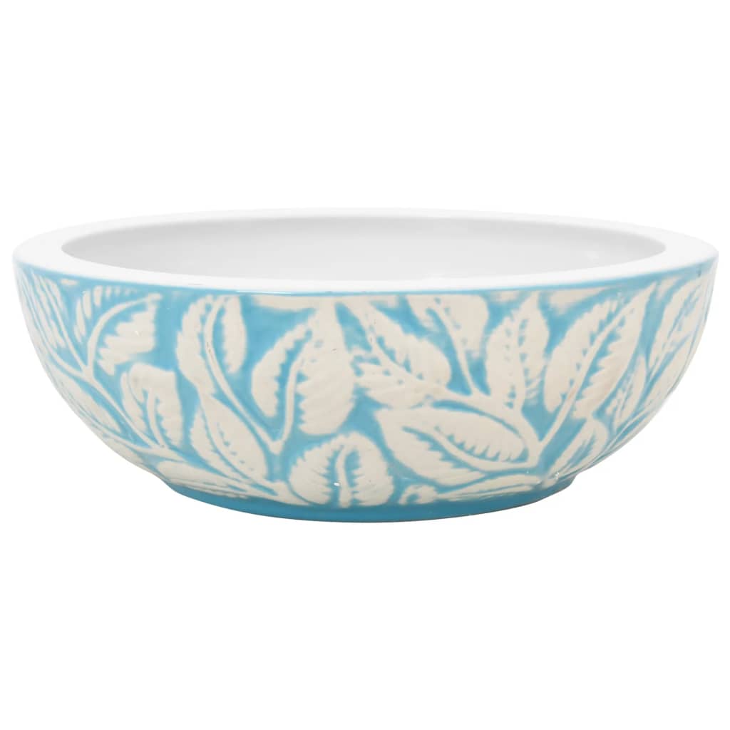Vidaxx Aufsatzwaschbecken rund φ41x14 cm aus Keramik weiß und blau
