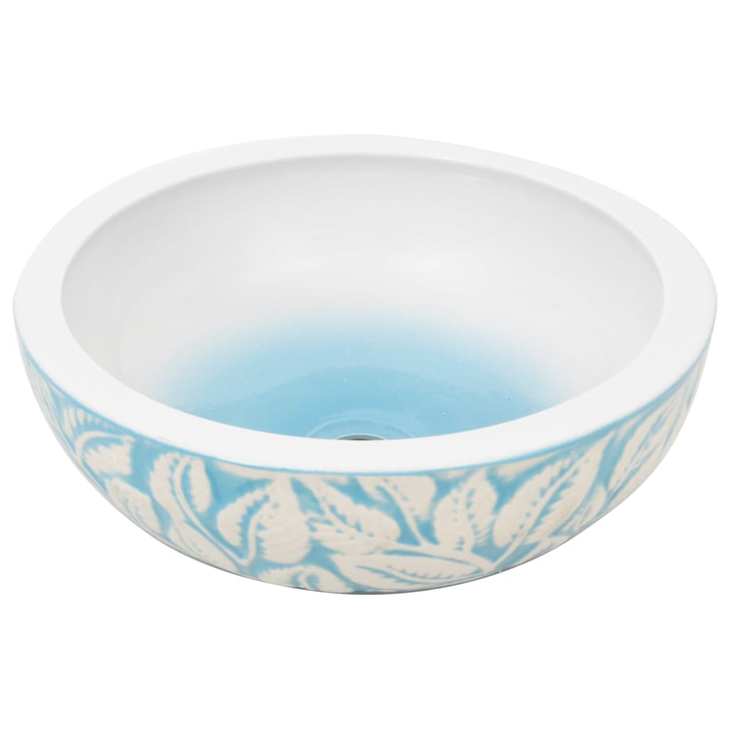 Vidaxx Aufsatzwaschbecken rund φ41x14 cm aus Keramik weiß und blau