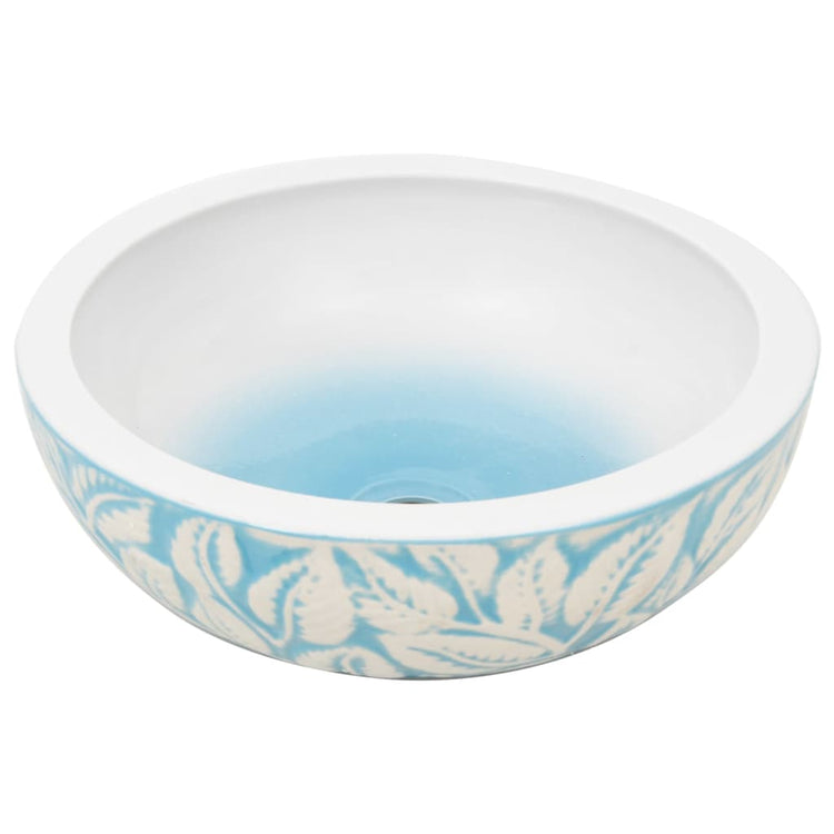 Vidaxx Aufsatzwaschbecken rund φ41x14 cm aus Keramik weiß und blau