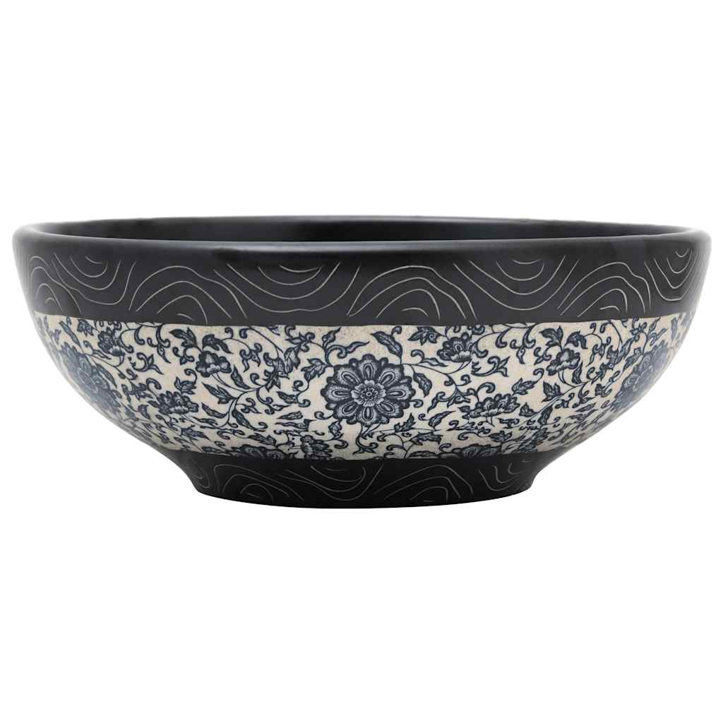 Vidaxx Aufputzspüle rund φ41x14 cm Keramik schwarz und blau