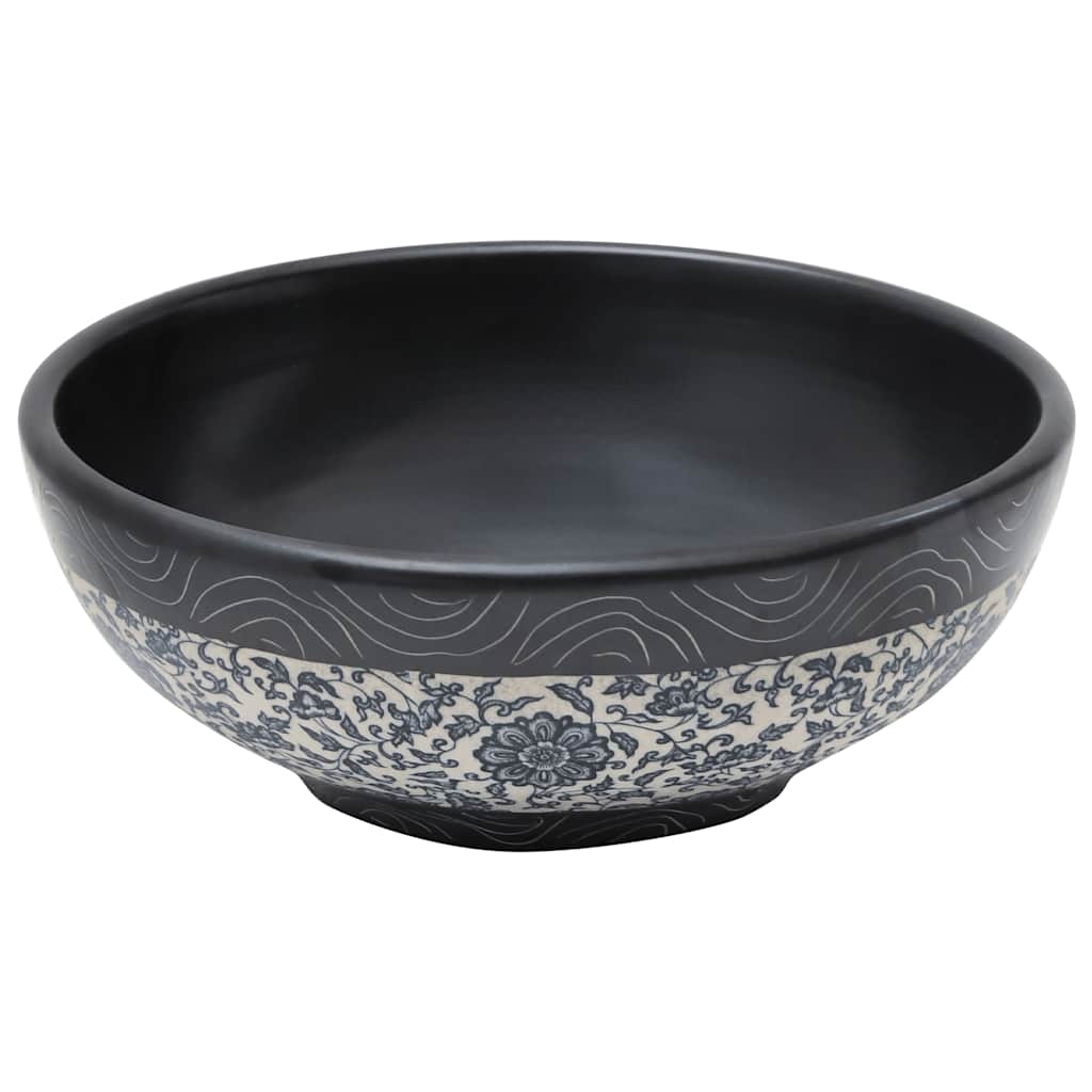Vidaxx Aufputzspüle rund φ41x14 cm Keramik schwarz und blau