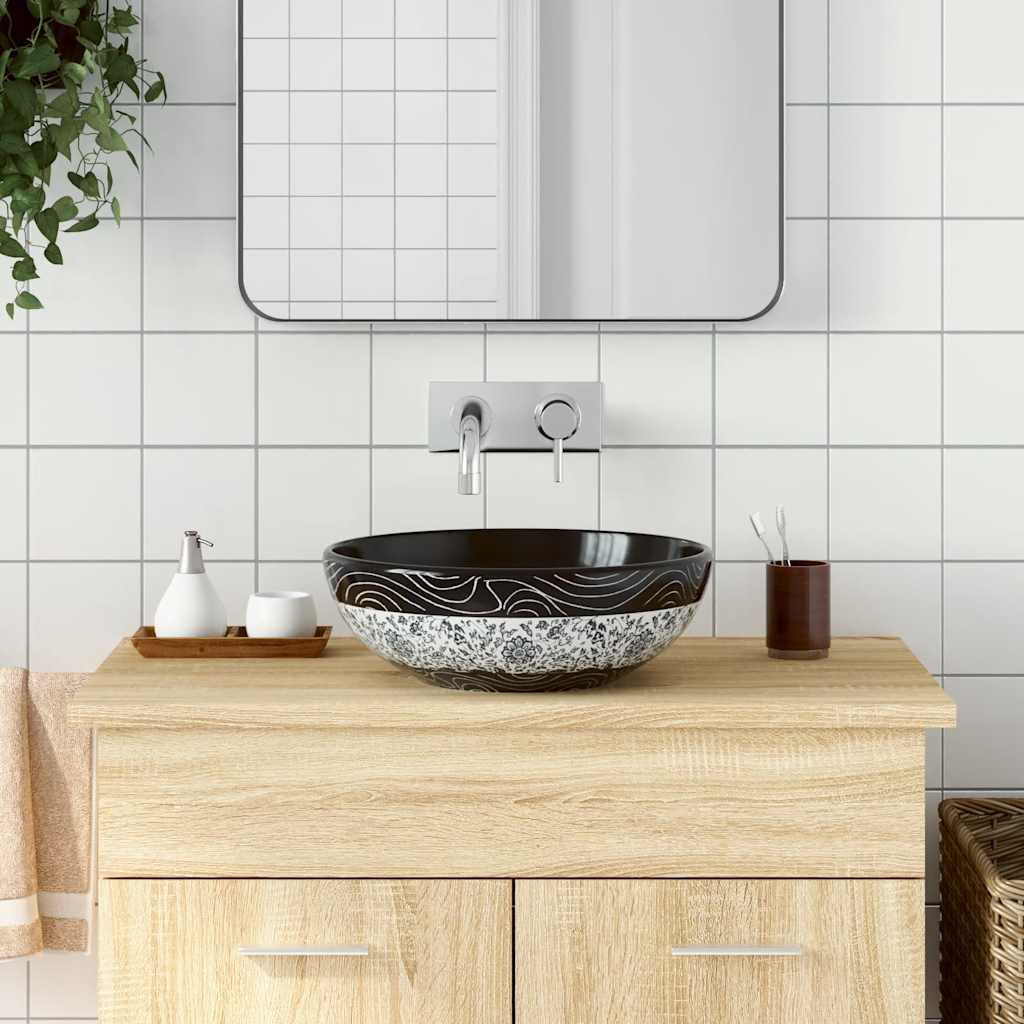 Vidaxx Aufputzspüle rund φ41x14 cm Keramik schwarz und blau