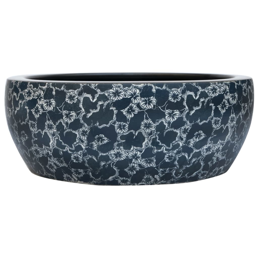 Vidaxl -Straktion Waschmaschine rund φ41x14 cm Keramik schwarz und blau