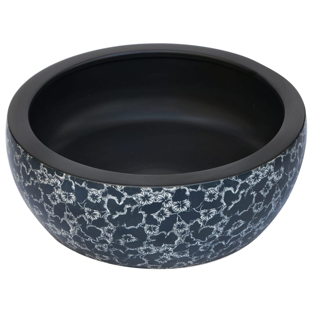 Vidaxl -Straktion Waschmaschine rund φ41x14 cm Keramik schwarz und blau