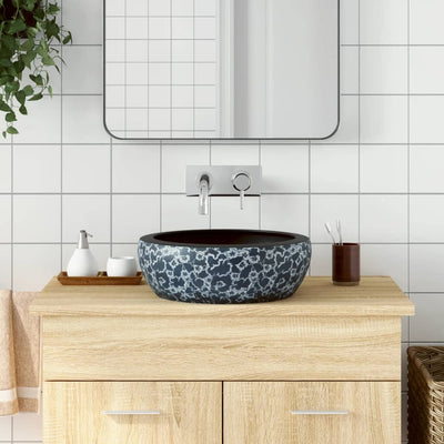 Vidaxl -Straktion Waschmaschine rund φ41x14 cm Keramik schwarz und blau