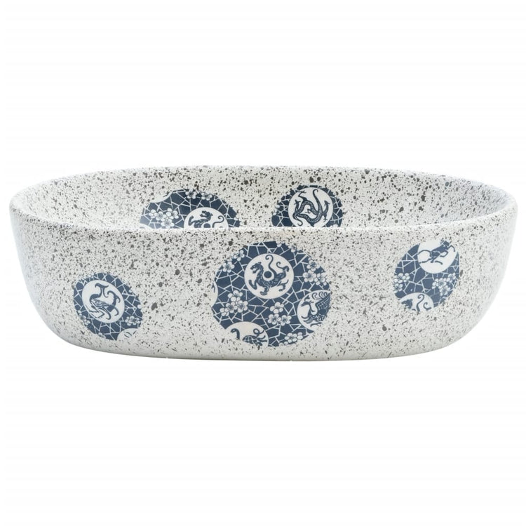 Vidaxl Stracture Waker ovaal 47x33x13 cm Keramikgrau und Blau