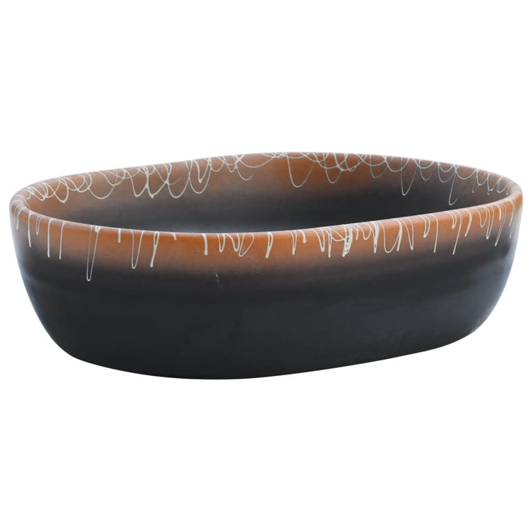 Vidaxl Stracture Waker ovaal 47x33x13 cm Keramikschwarz und Orange